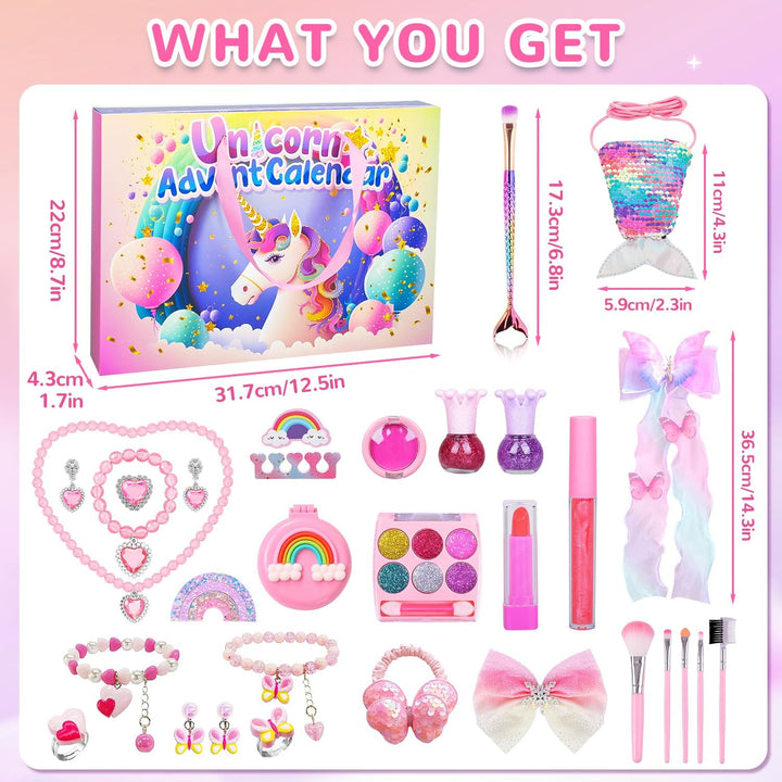 iZoeL Adventskalender kosmetik Kinder Mädchen 2024 Weihnachtskalender 24 Mode Schmuck schminke Beaut
