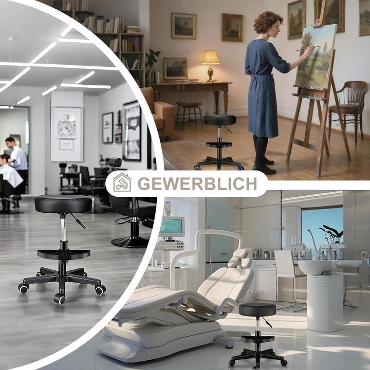 Zedelmaier Rollhocker höhenverstellbar, Bürohocker mit Gummirollen, 360° drehbar Hocker mit Rollen &