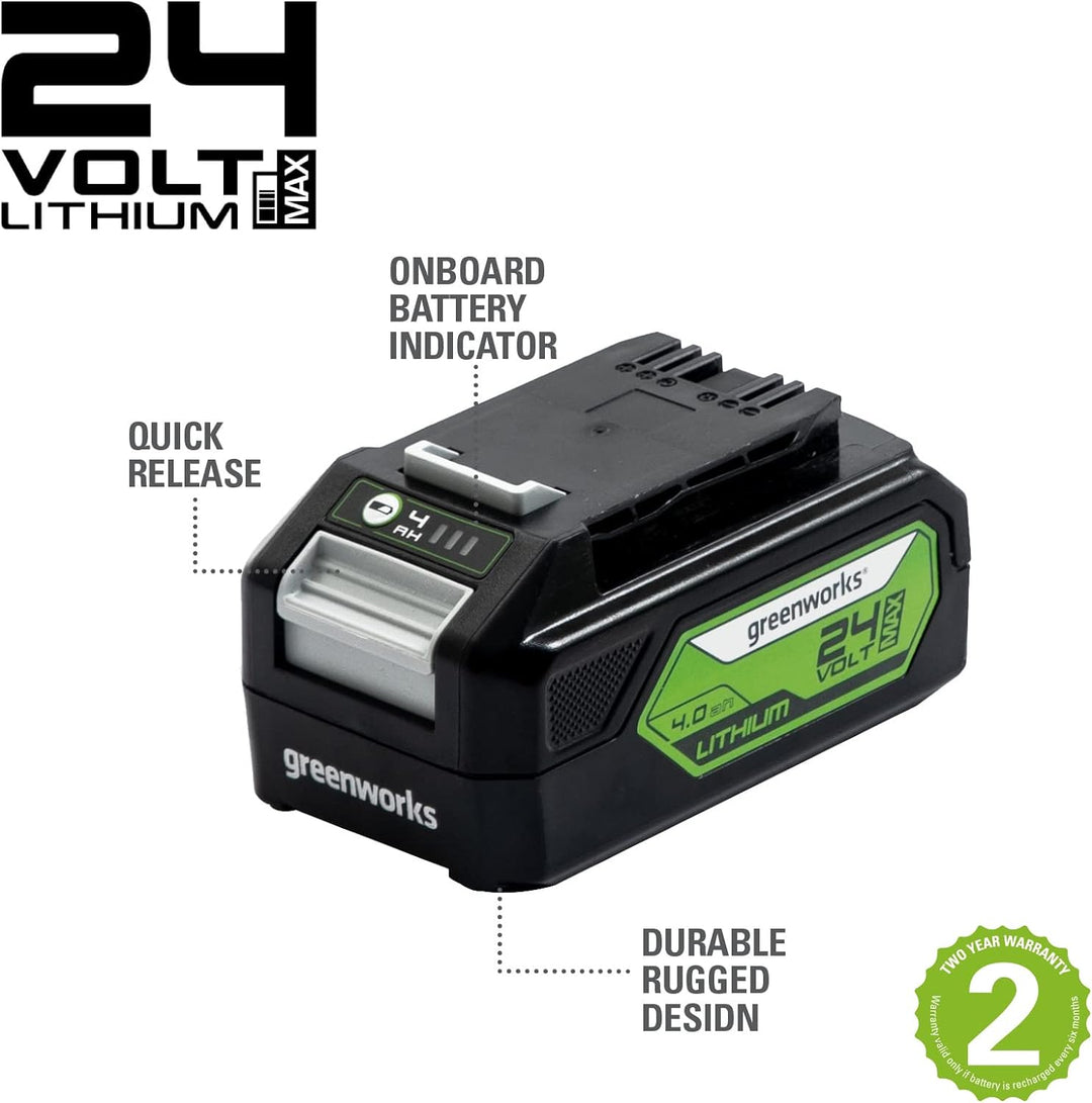 Greenworks Akku G24B4 & Tools Akku-Ladegerät G24C (Li-Ion 24 V 48W Output passend für alle Akkus der