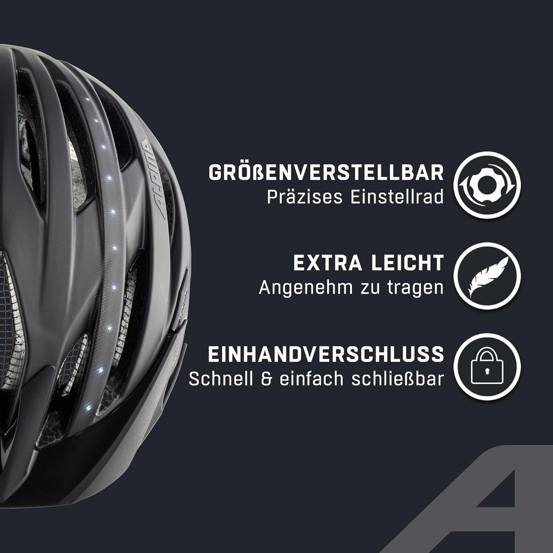 ALPINA HAGA LED - Stossabsorbierender, Beleuchteter & Optimal Anpassbarer Fahrradhelm Mit Integriert