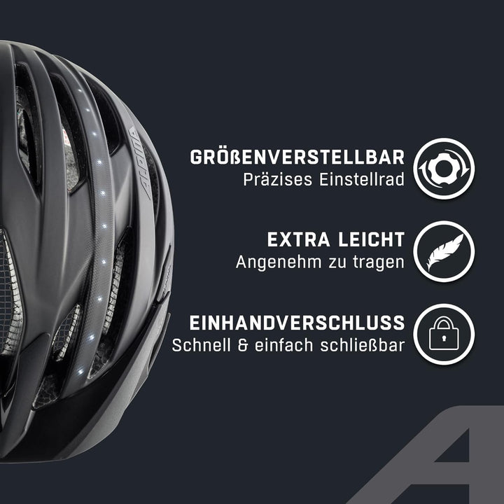 ALPINA HAGA LED - Stossabsorbierender, Beleuchteter & Optimal Anpassbarer Fahrradhelm Mit Integriert