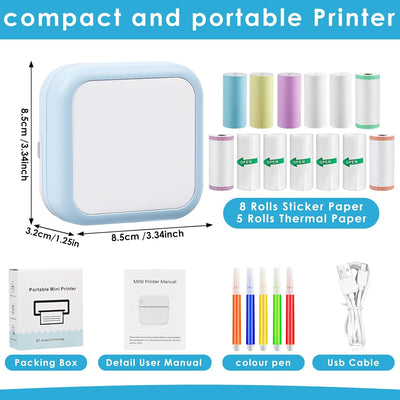 GuKKK Mini Drucker, Mobiler Fotodrucker, Tragbarer Mini Fotodrucker, Wireless Fotodrucker Thermodruc