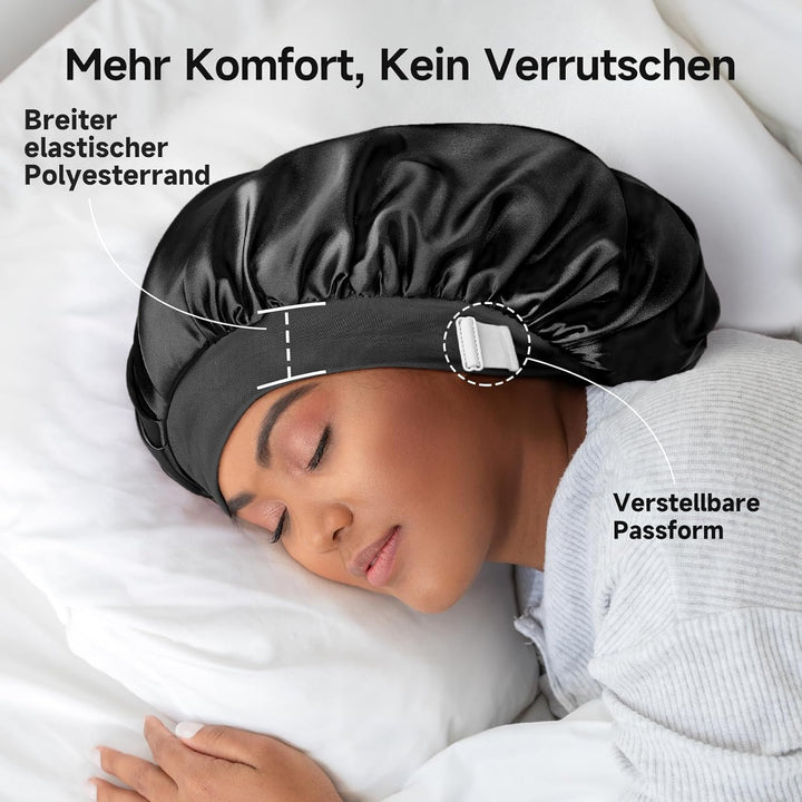 Umisleep 22 Momme Schlafhaube zum Schlafen mit Maulbeerseidenfutter, Doppelschicht Schlafmütze, Vers
