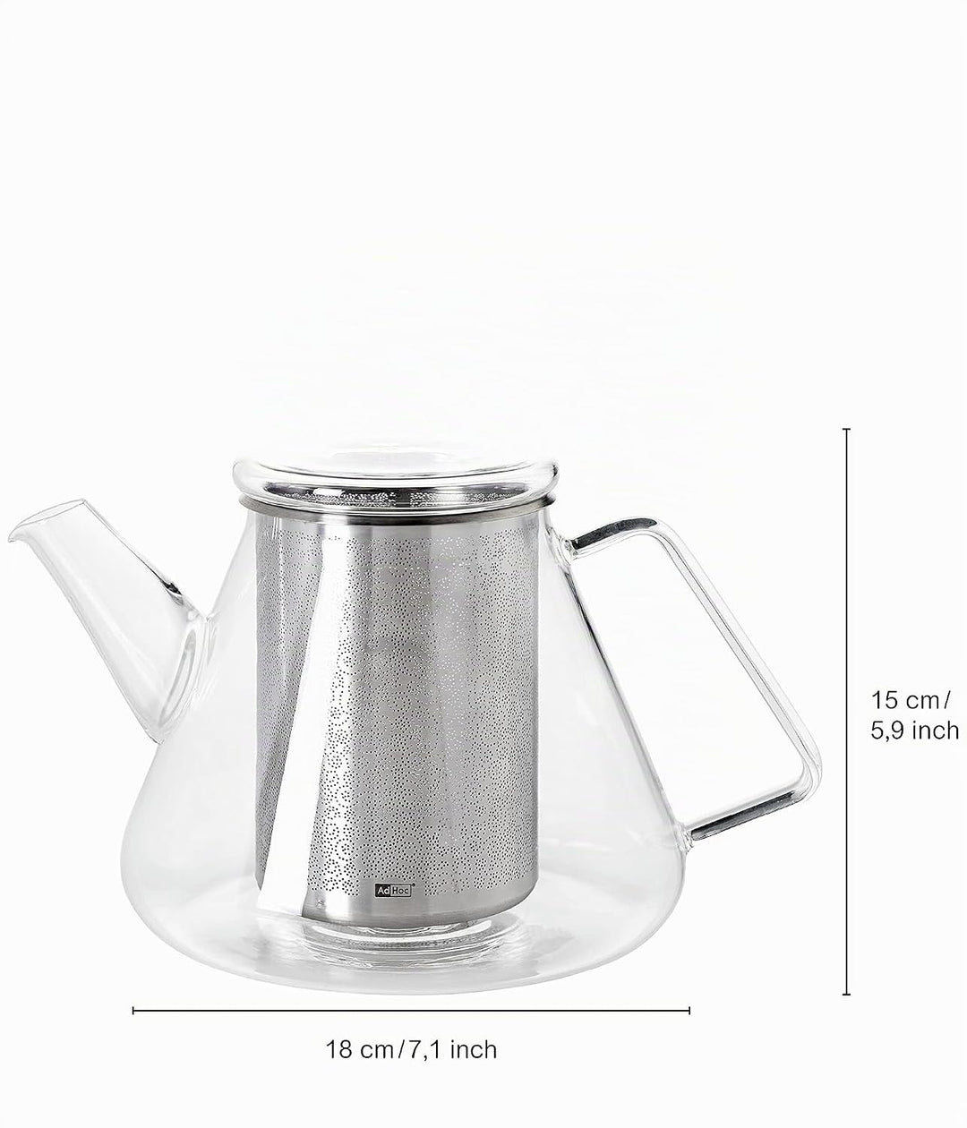 AdHoc TK50 Teekanne 1,5 l mit Filter für losen Tee ORIENT+, Glas/Edelstahl