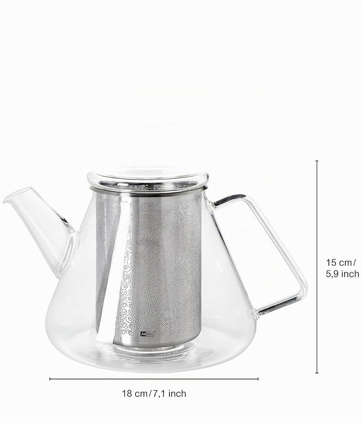 AdHoc TK50 Teekanne 1,5 l mit Filter für losen Tee ORIENT+, Glas/Edelstahl