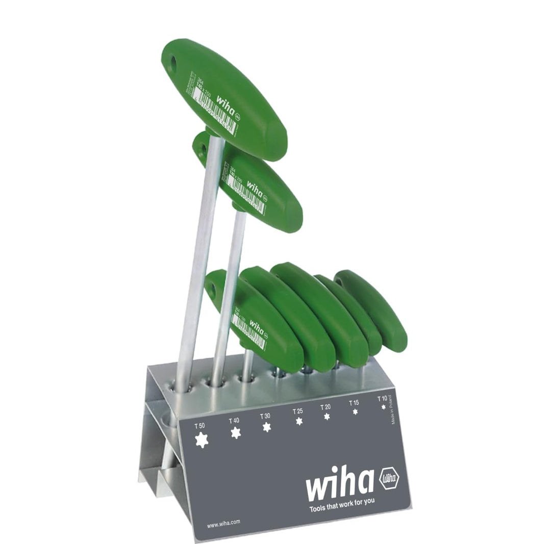 Wiha Stiftschlüssel mit Quergriff Set TORX® 7-tlg. mattverchromt im Werkbankständer (01348) mit Quer