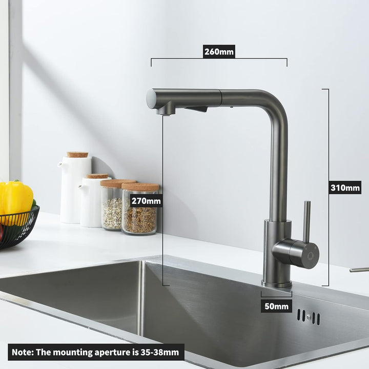 Wasserhahn Küche Ausziehbar, CECIPA Hochdruck Küchenarmatur mit Brause, Mischbatterie Küche mit 2 St