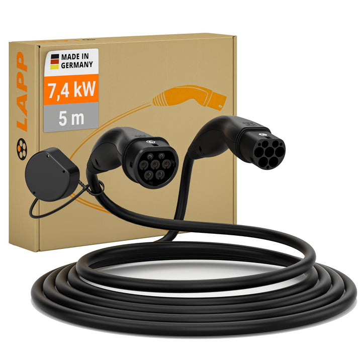 LAPP MOBILITY Helix Typ 2 Ladekabel 7,4 kW/Selbstaufrollend / 32 A / 1-Phasig/E-Auto Ladekabel/Mode