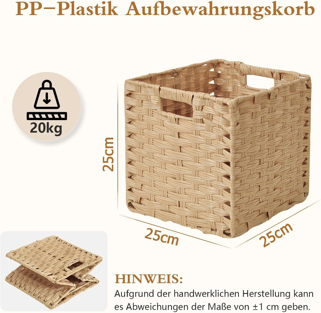 Sagittar Faltbarer Korb Geflochten aus Rattan-Imitat, 25x25x25cm Aufbewahrungskorb für Vorratskammer