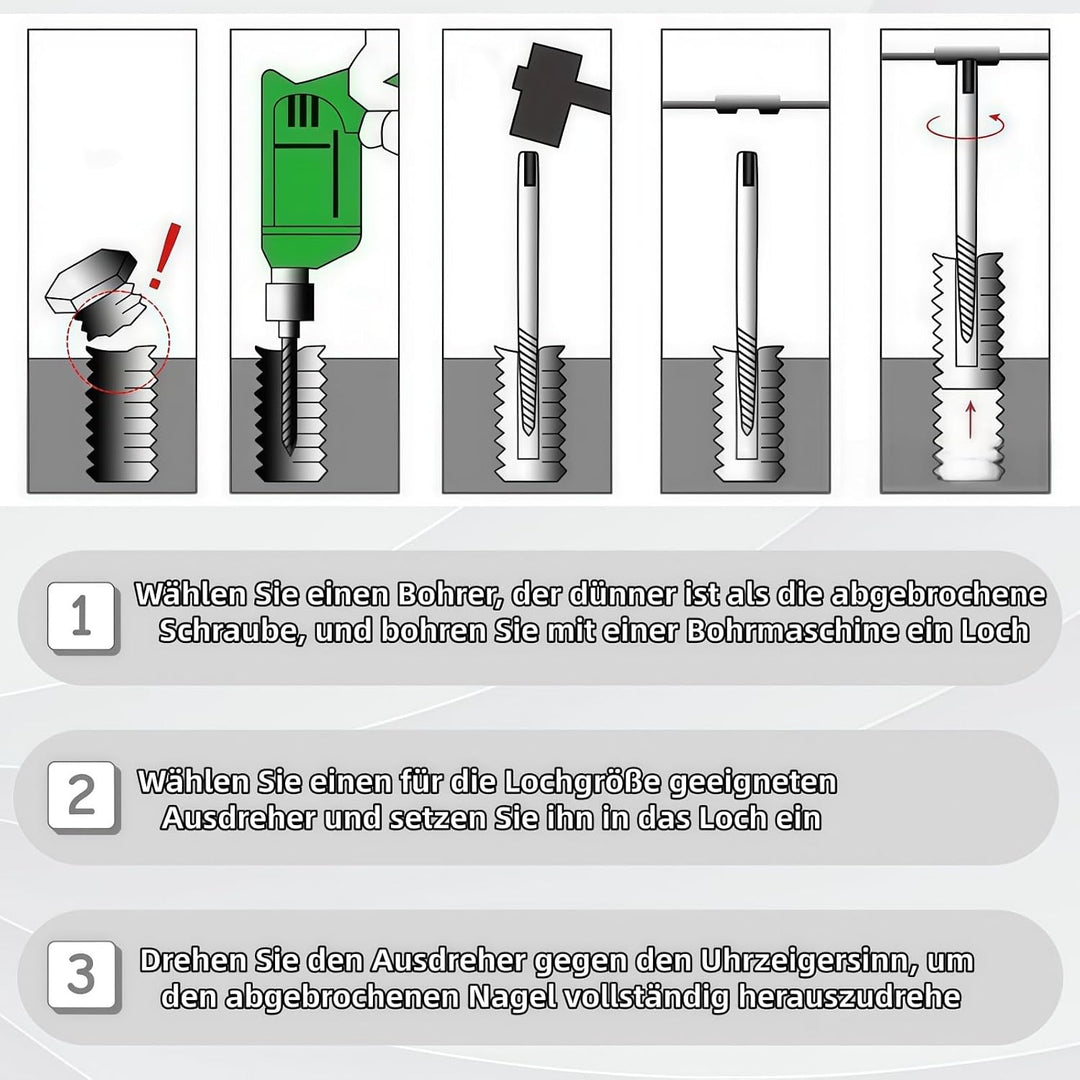 Schraubenausdreher Set, 17-teilig aus HSS 4341, Linksausdreher Set, Schrauben Entferner, Spiral Scre