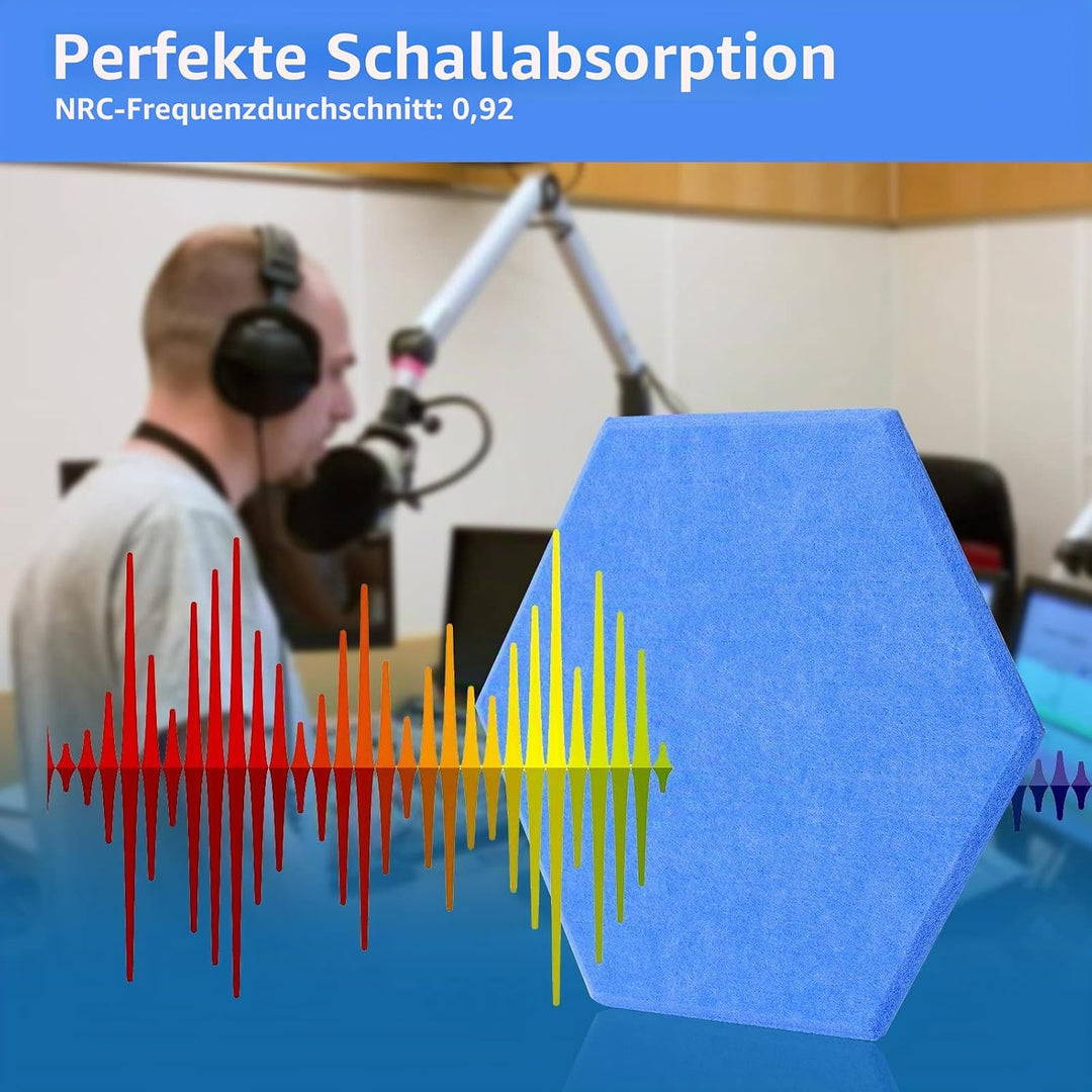 Rdutuok 12 Stück Akustik Panel,30x26x1cm Hexagon Akustik Absorber Schallschutzplatten Akustikpaneele