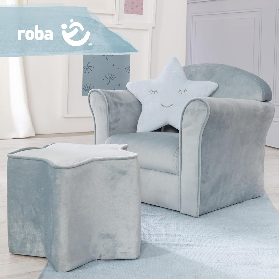 roba Kindersessel Lil Sofa mit Armlehnen - für Jungen und Mädchen - Bequemer Babysessel - Samtstoff