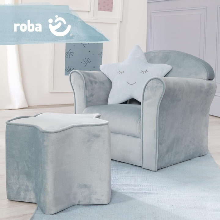 roba Kindersessel Lil Sofa mit Armlehnen - für Jungen und Mädchen - Bequemer Babysessel - Samtstoff