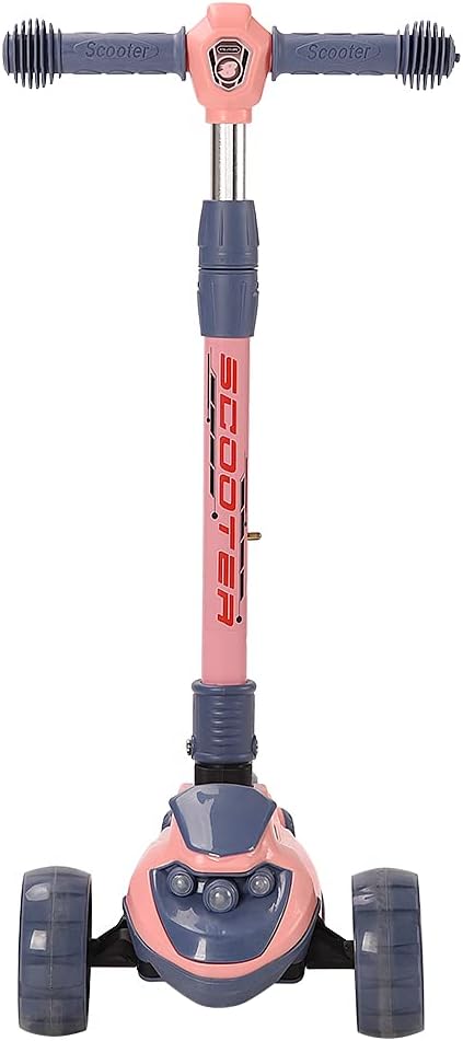 Tretroller mit 3 Rädern für Scooter, faltbar, bunt | rutschfeste Brücke höhenverstellbar mit LED-Lic