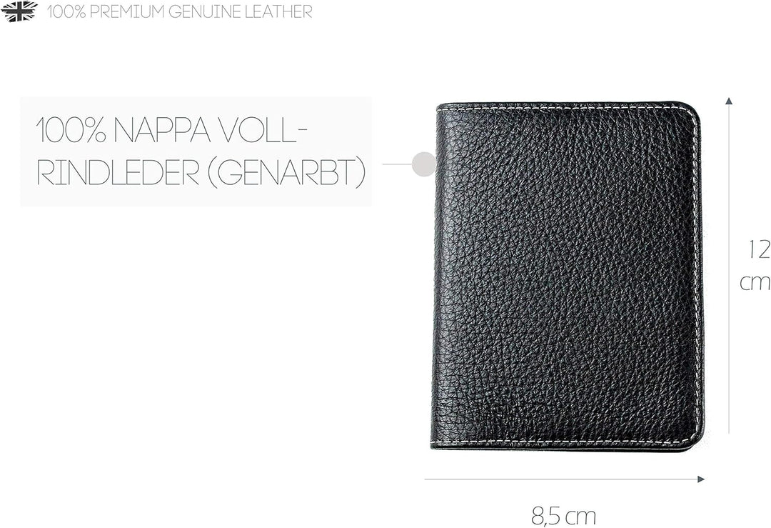 DELMON VARONE - Personalisierbares Notizblock Etui DIN A7 aus Premium Leder Soft Grain schwarz, Tasc