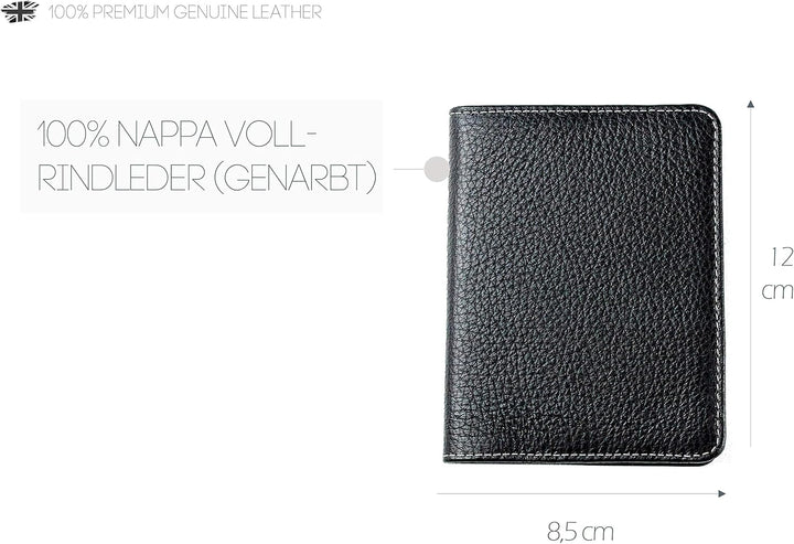 DELMON VARONE - Personalisierbares Notizblock Etui DIN A7 aus Premium Leder Soft Grain schwarz, Tasc