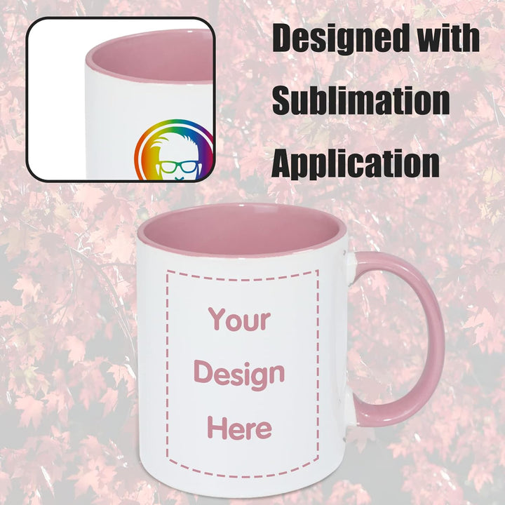 MR.R 11 Unzen Sublimation blanko Kaffeetassen, Tasse blanko weisse Tasse Tasse mit rosa Farbe Becher