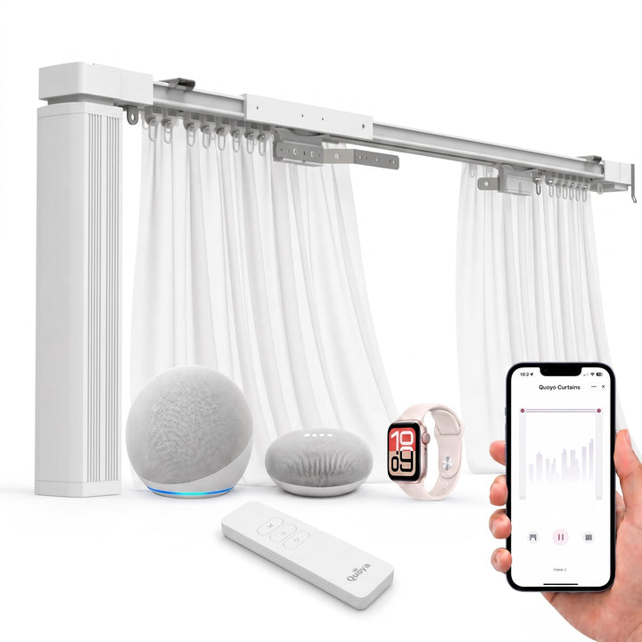 Quoya QL500 Smart Electric Curtain Track, Motorized Motor, Adjustable Track Length, Compatible with