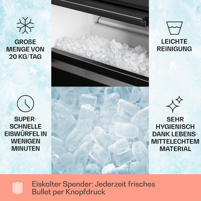 Klarstein Eiswürfelmaschine, Profi Ice Maker, Eiswürfelbereiter für Klare Eiswürfel, Eiswürfelmaschi