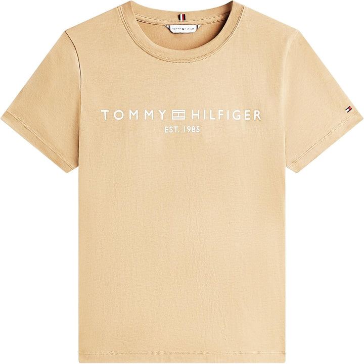 Tommy Hilfiger Damen Reg Corp Logo C-nk Ss Ww0ww40276 Kurzarm Strickoberteile (1er Pack) M Beige (Dr