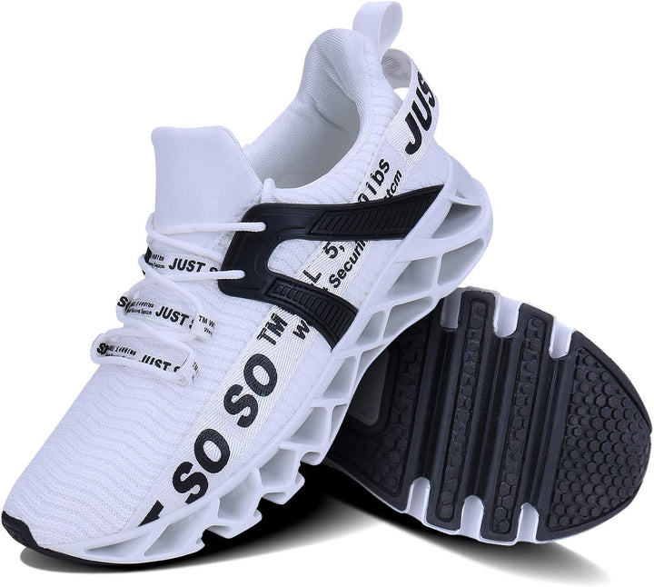 Wonesion Herren Fitness Laufschuhe Atmungsaktiv rutschfeste Mode Sneaker Sportschuhe 40 EU 2 Weiss,