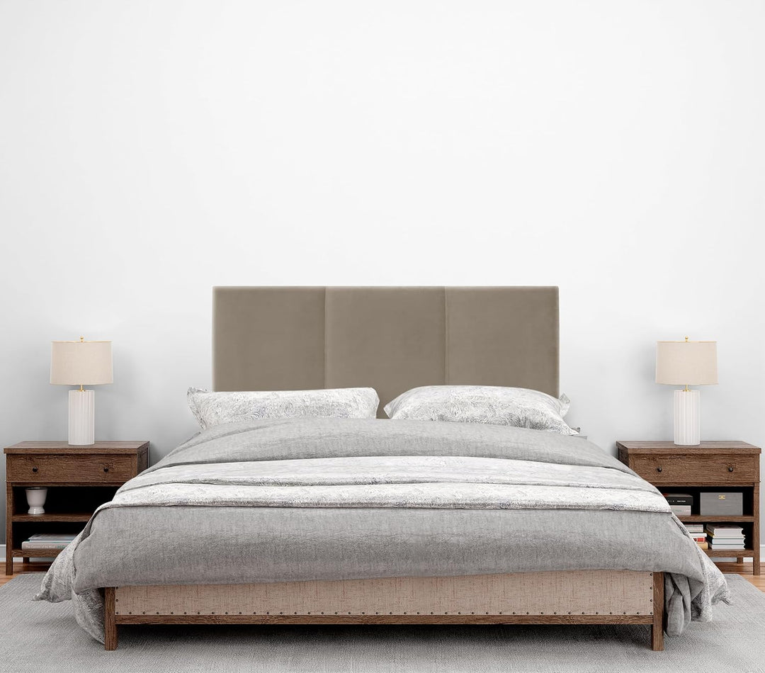 DHOME HIGH Range Samt Kopfteil mit Holzbeinen Modernes gepolstertes Kopfteil Luxus Bett Luxus Schlaf
