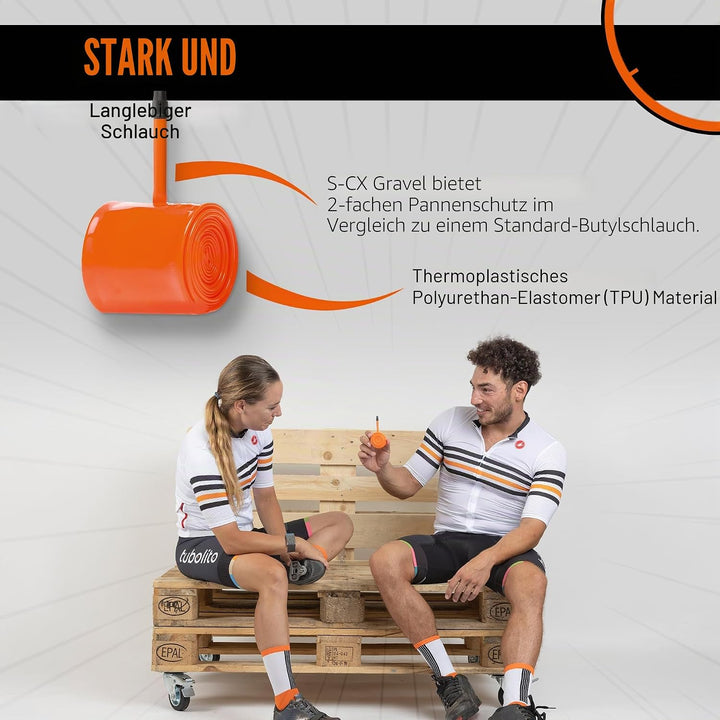S-Tubo-Schlauch - CX/Gravel - 700c/30" - 60-mm-Ventil - Orange