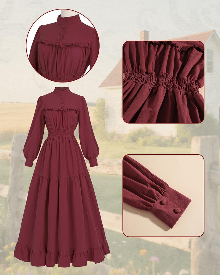 CR ROLECOS Viktorianisches Kleid Gothic Mittelalter Vintage Edwardianisches Kleid Damen Karneval Fre