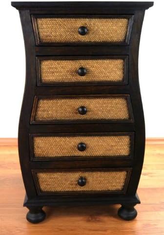 livasia Rattankommode I Rattanschrank I Kommode aus Holz und Rattan (bauchig), bauchig