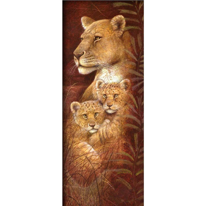 ParNarZar Diamond Painting Mutter Löwe und Zwillinge Gross 40x105cm Ganzes Bild Geklebt 5D Runde Ste
