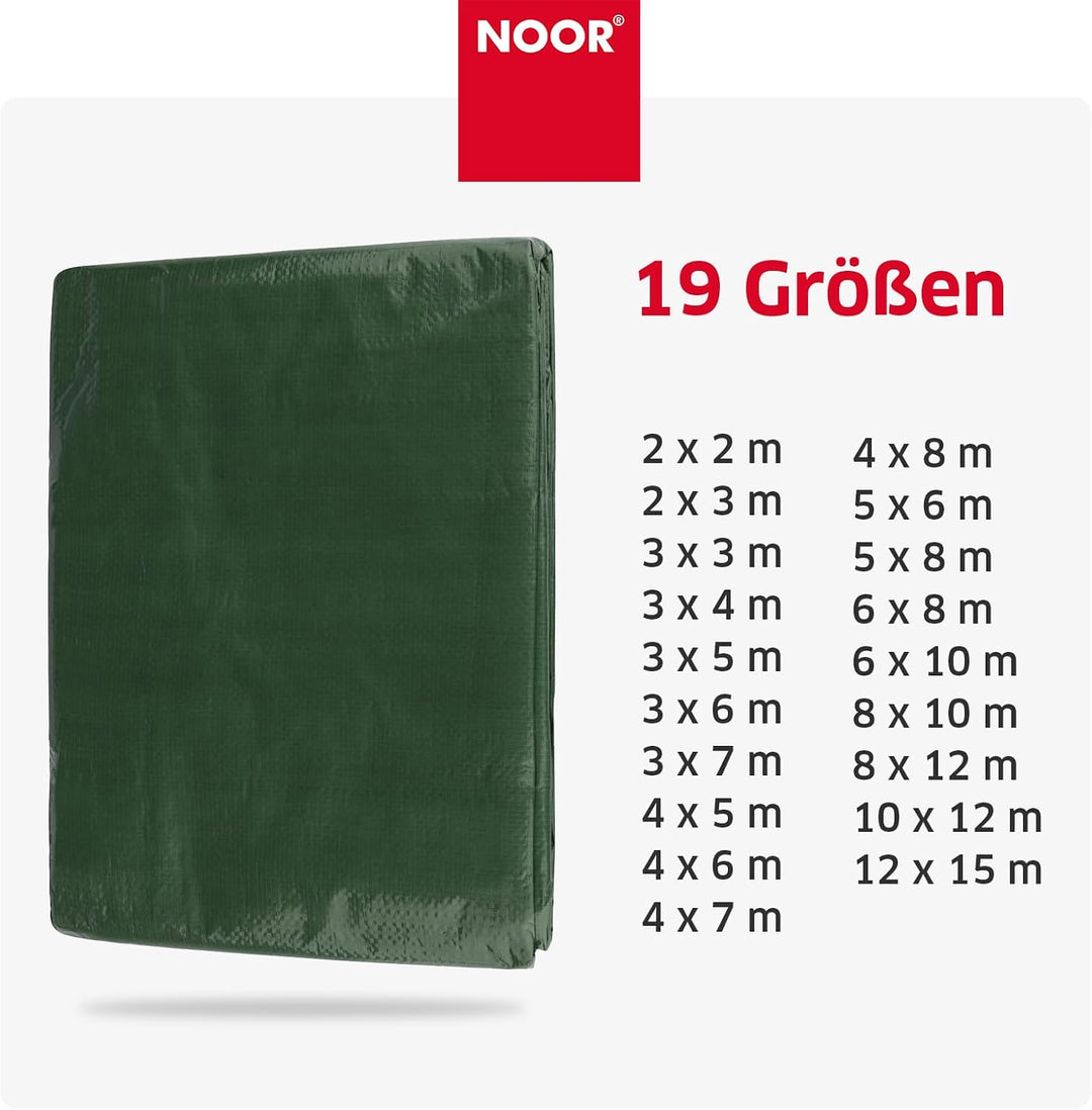 NOOR Abdeckplane SUPER 200g/m² Grün I 4 x 5 m I Allzweckplane für Schutz vor Witterung I Ideal geeig