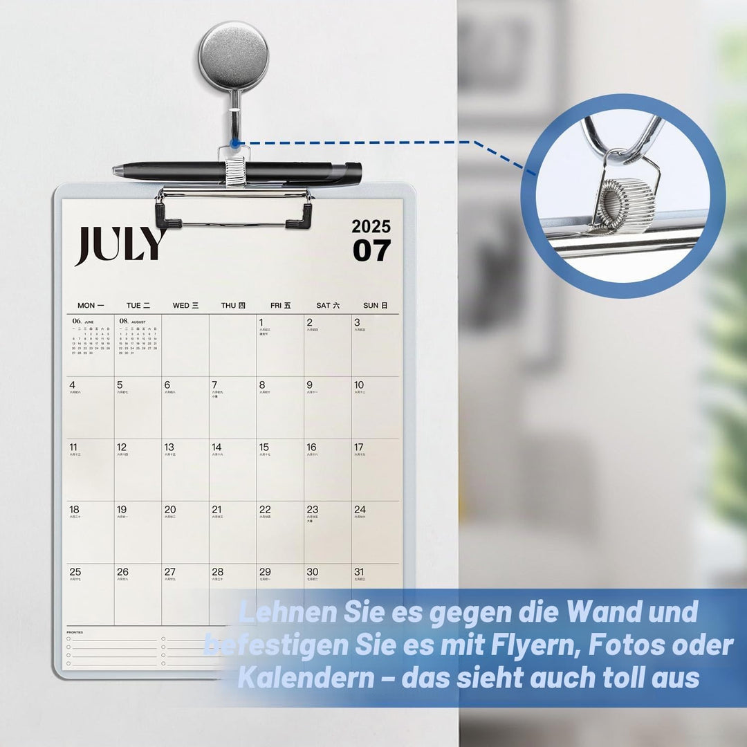 Klemmbrett A4 mit Stifthalter, 10 Stück Clipboard Kunststoff Eindicken mit Bügelklemme, Einschiebbar