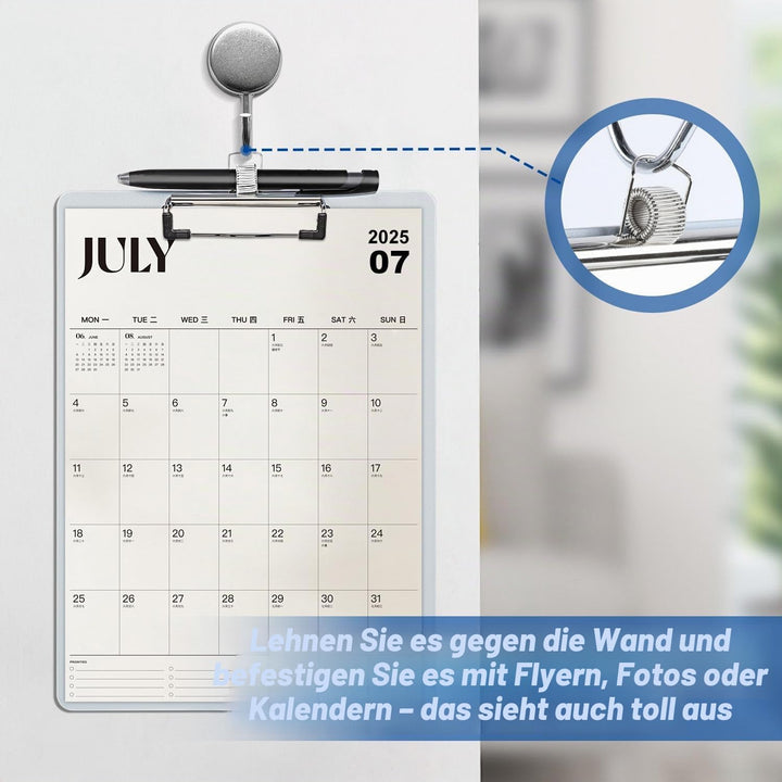 Klemmbrett A4 mit Stifthalter, 10 Stück Clipboard Kunststoff Eindicken mit Bügelklemme, Einschiebbar