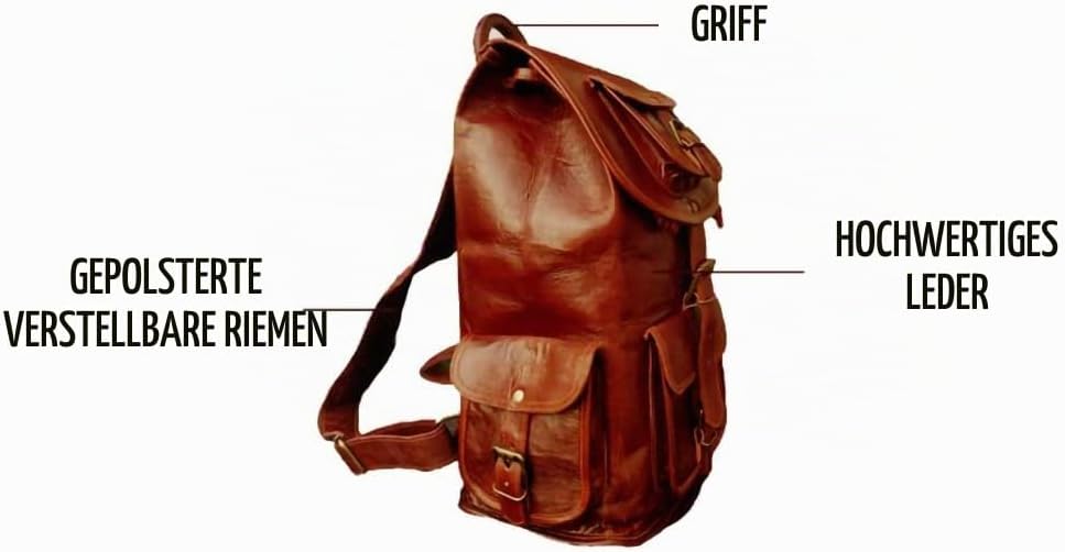JAALD 40 cm Leder Rucksack Schulrucksack Kurierrucksack Fahrradrucksack Echtleder Wasserdicht für Re