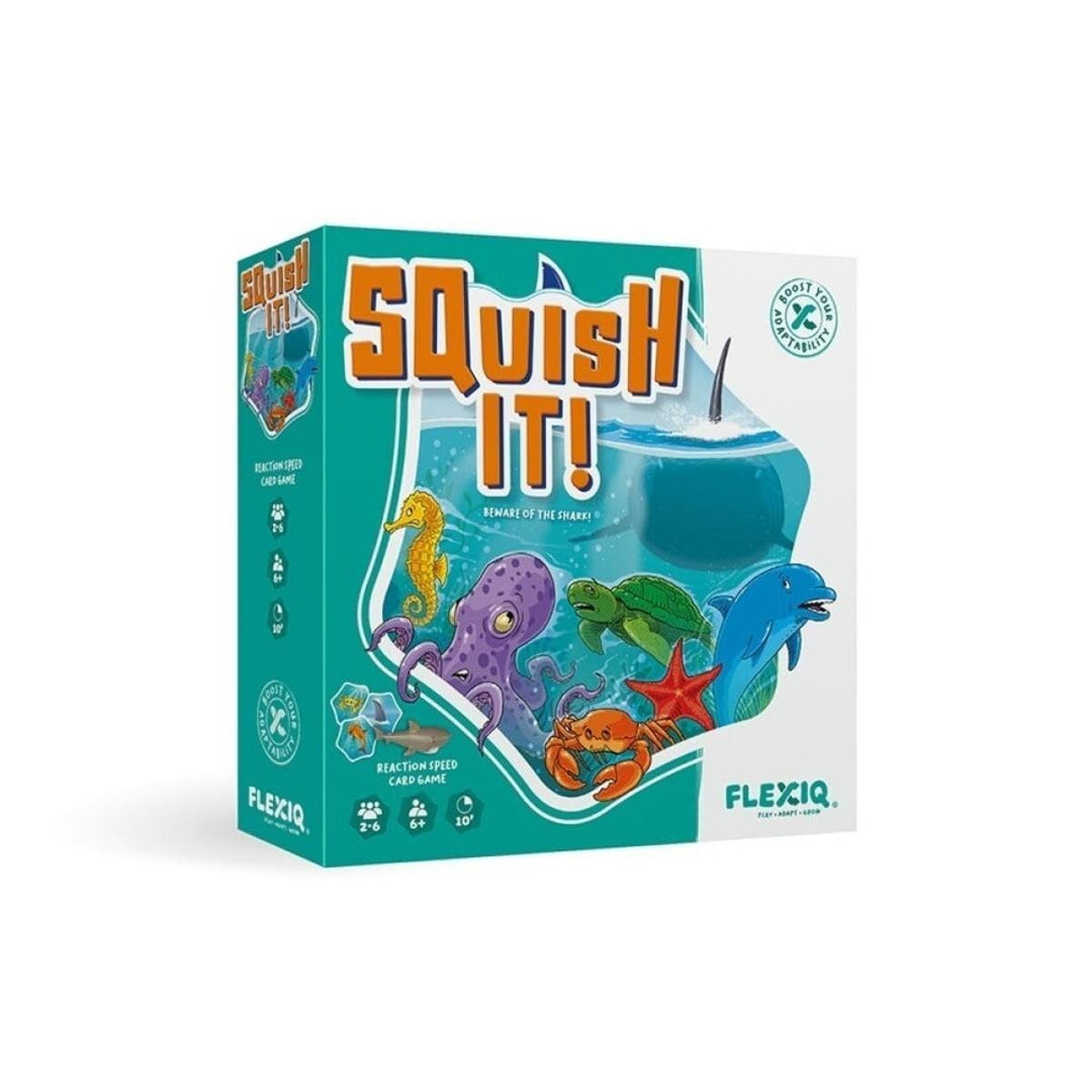 FlexiQ Squish It! – Reaktionsschnelles Kartenspiel mit Meeresbewohnern | Familienspiel ab 6 Jahren |