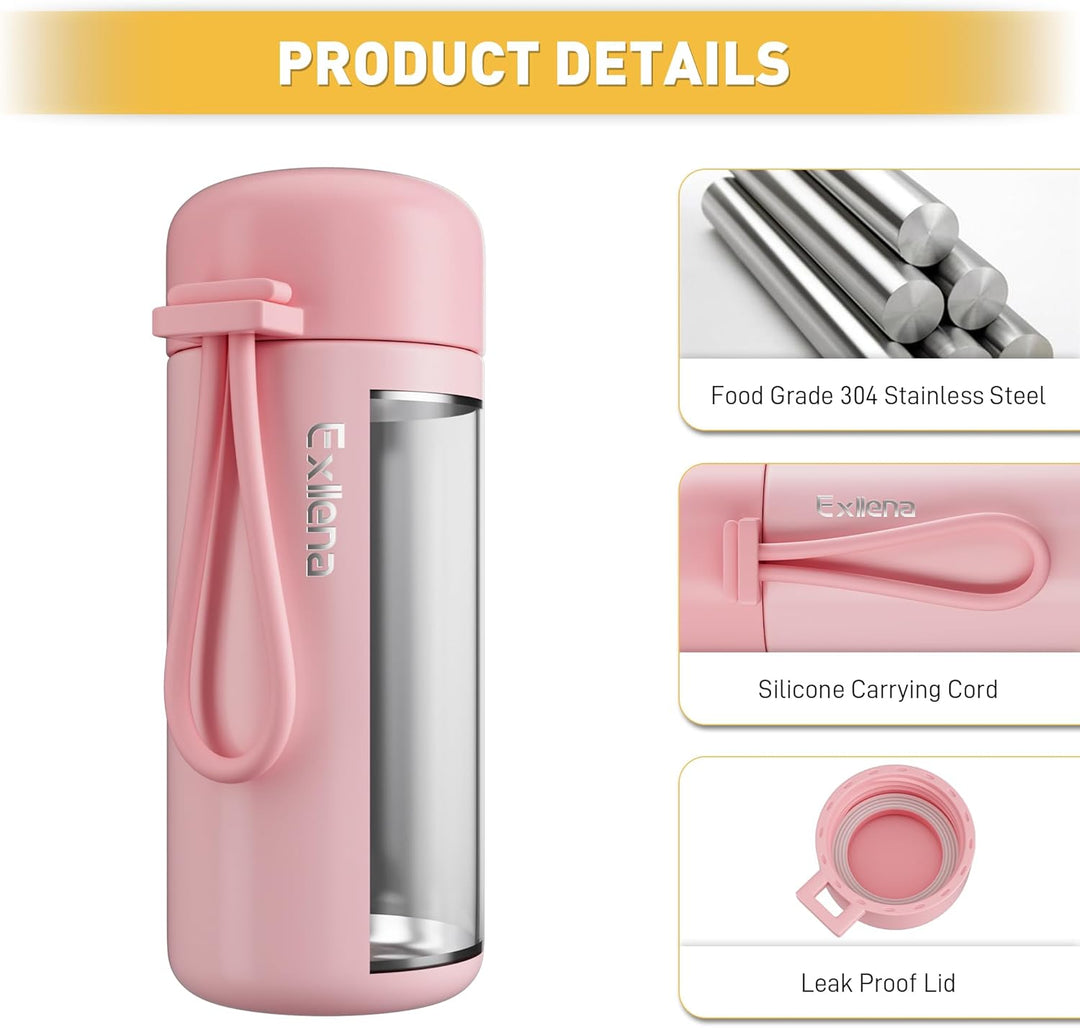 Exllena Mini Trinkflasche 150ml – Mini Thermosflasche Auslaufsicher mit praktischem Tragegriff - Hoc