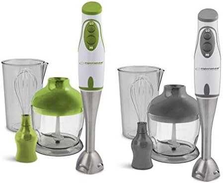 Stabmixer Pesto 450W Komplettset Weiss-Grau 15 x 15 x 37 Weiss, Grau, 15 x 15 x 37 Weiss, Grau