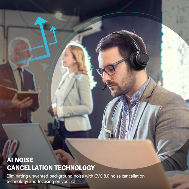 seenda Kabelloses Headset mit Mikrofon Bluetooth 5.3 Headset mit AI Geräuschunterdrückung mit Blueto