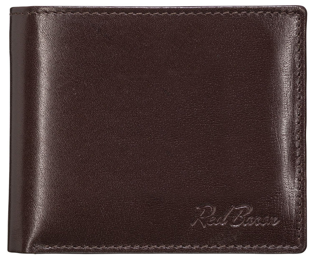Geldbeutel Männer Leder Querformat Braun mit Münzfach - Red Baron Portemonnaie Geldbörse Herren klas