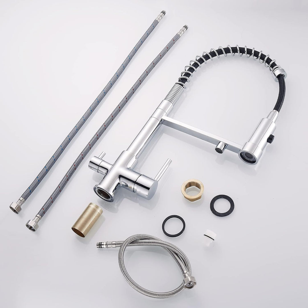 3 Wege Wasserhahn Küche, Ausziehbar Küchenarmatur, Spültischarmatur aus Messing, 3 in 1 Mischbatteri