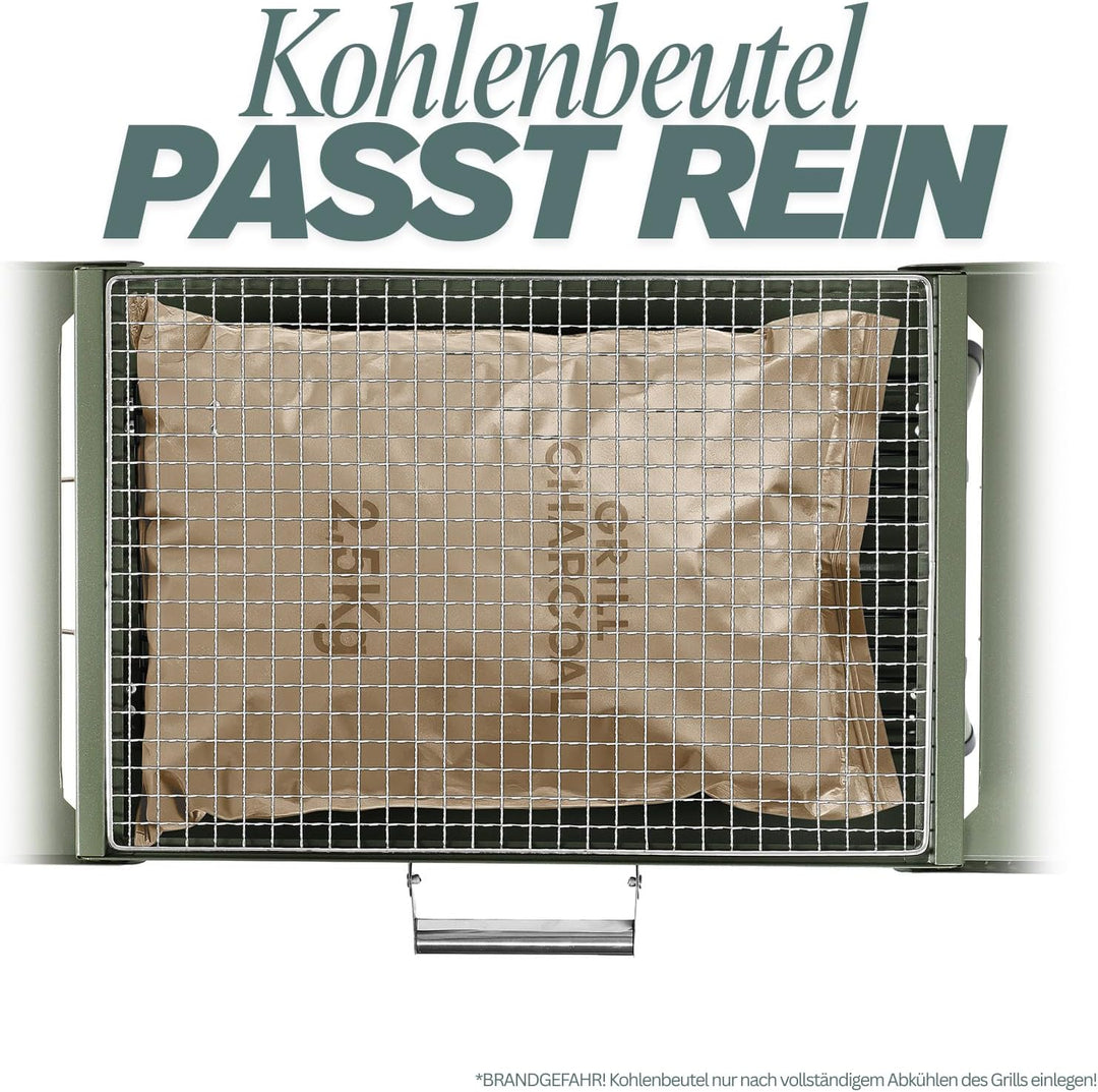Tragbarer Camping Grill, Faltbare Holzkohlegrills, Tischgrill Holzkohle für Reisen 45x31 cm, Tischgr