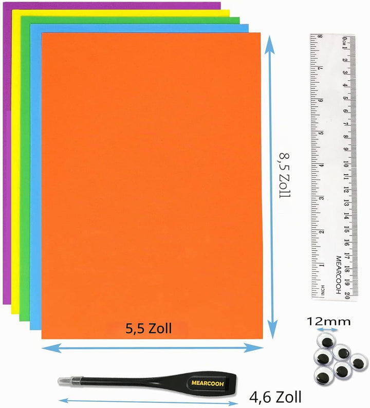 84 Bögen Moosgummi Platten, MEARCOOH Schaumstoff-Platten in 12 verschiedenen Farben, A5 21.5 x 14cm
