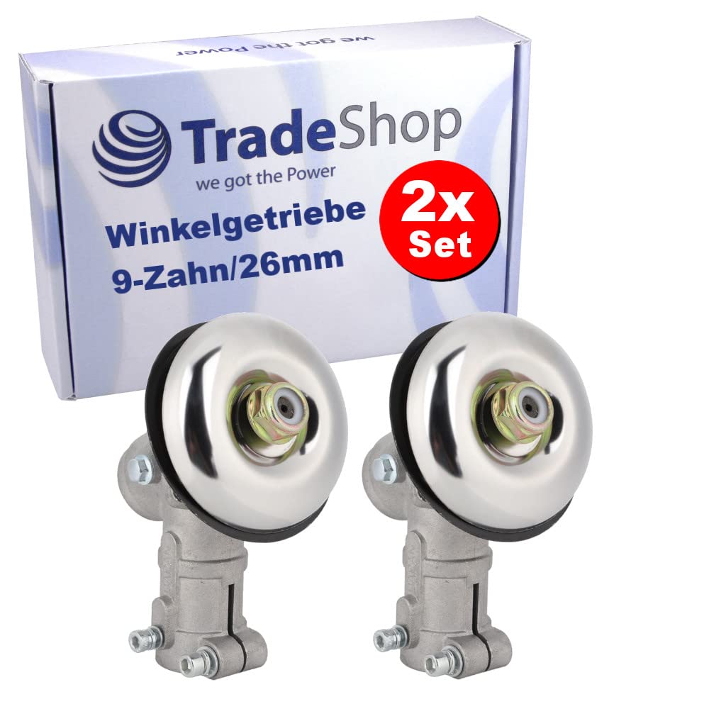 2x Trade-Shop 9-Zahn 26mm Getriebekopf/Winkelgetriebe kompatibel mit Hecht 142BTS 145 152BTS, Lawnbo