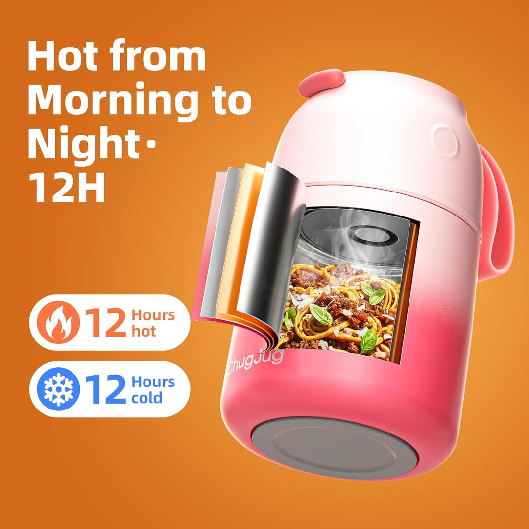 Thermobehälter für Essen 530ml, Edelstahl Thermobecher für Essen Warmhaltebehälter mit Löffel, Ausla