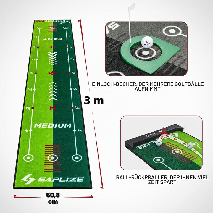 SAPLIZE Golf Putting Matte, Optionen von Bundle A (Trajectory Tracing, mit Mehreren Trainingsmodi) o