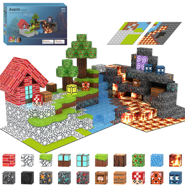 Averin Magnetische Bausteine für Kinder – Magnetbausteine Bauset mit 160 Teilen, kreatives Magnet Sp