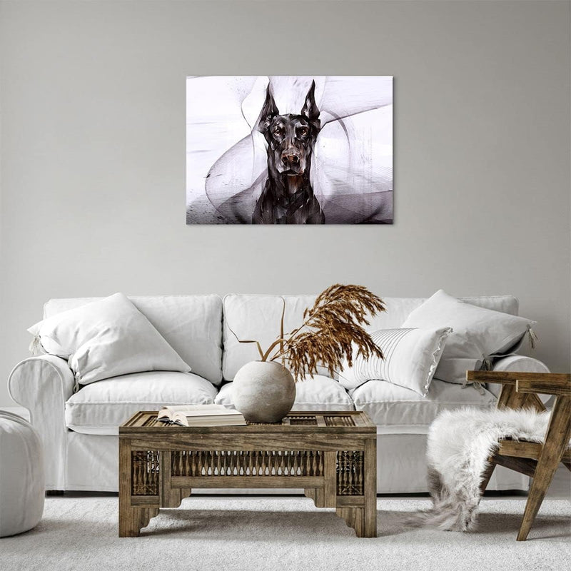 Bilder auf Leinwand Hund Abstraktion Leinwandbild mit Rahmen 70x50cm Wandbilder Dekoration Wohnzimme