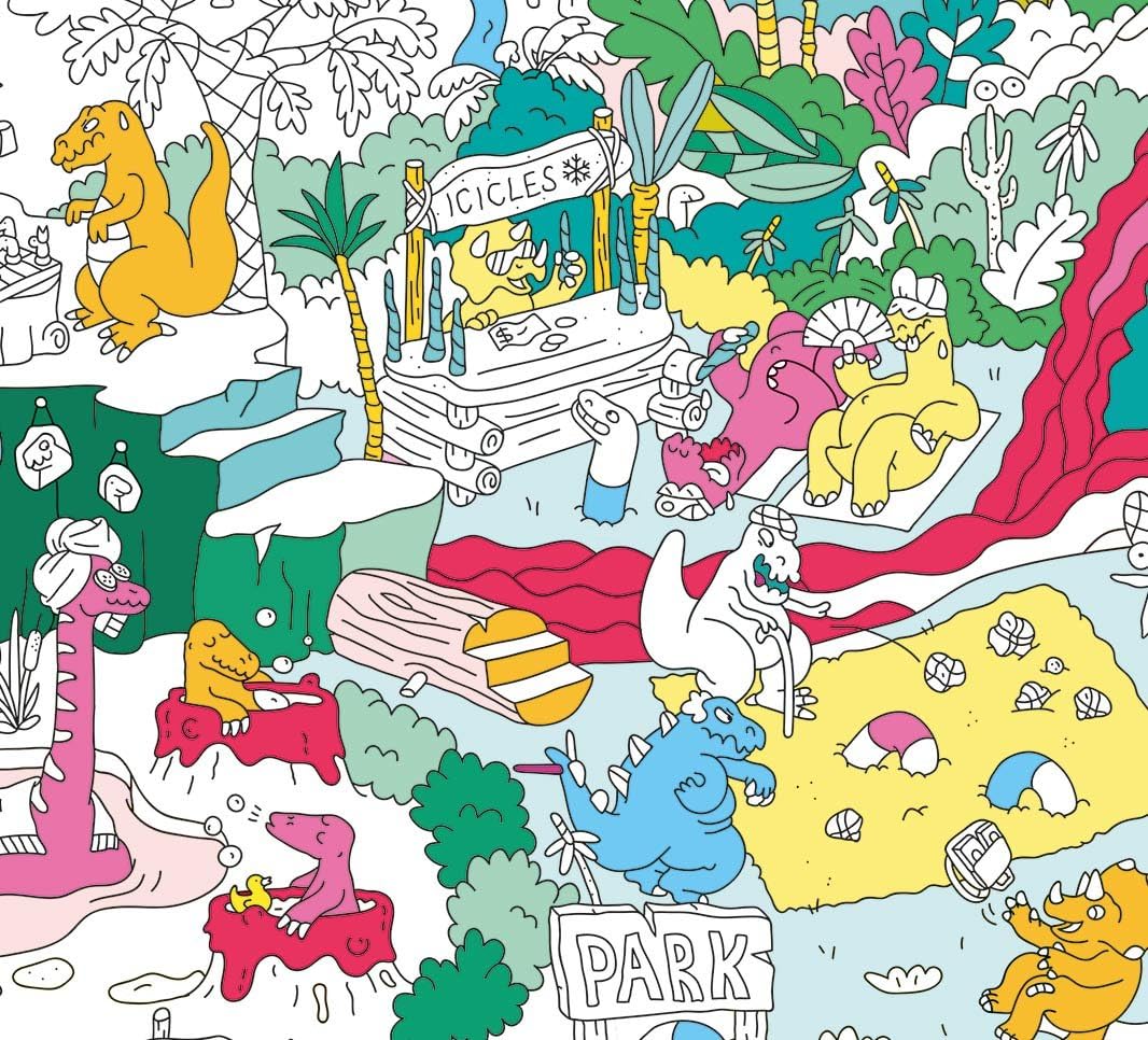 OMY pos31 Dino Poster zum Ausmalen Papier Mehrfarbig 100x70 cm DINOS, DINOS