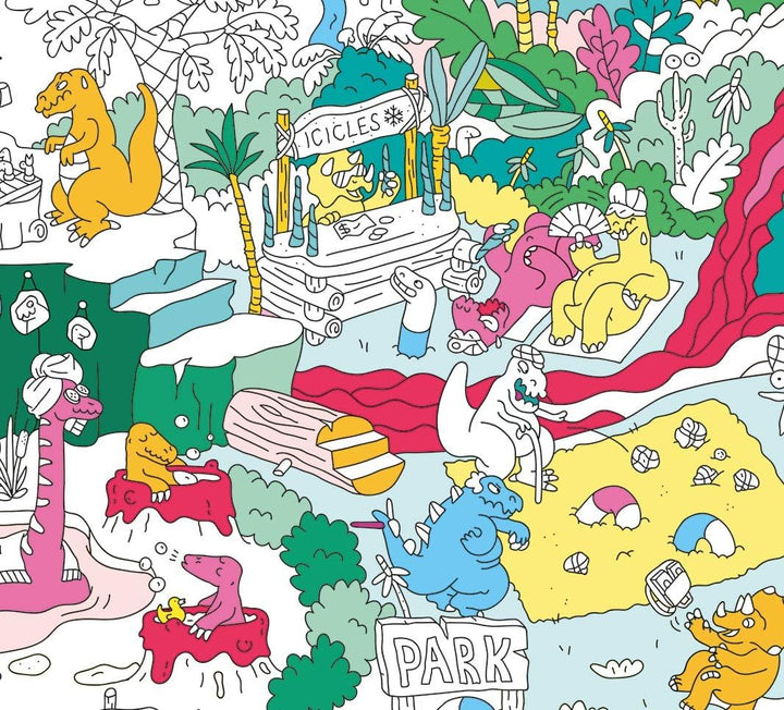 OMY pos31 Dino Poster zum Ausmalen Papier Mehrfarbig 100x70 cm DINOS, DINOS