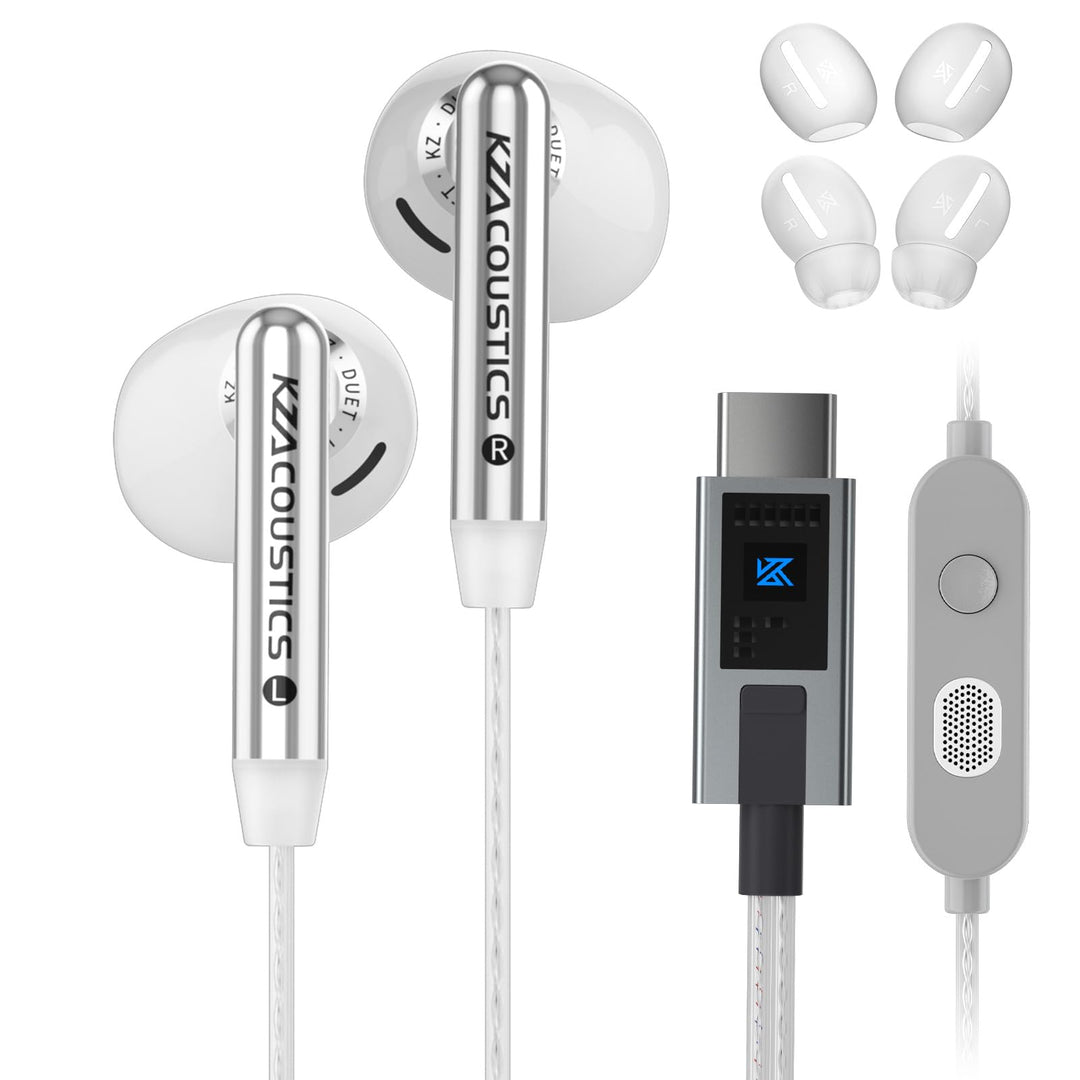 KZA COUSTICS KZ Duet In Ear Kopfhörer, Gaming Ohrhörer Weiss Typ-C-Mikrofon, Weiss Typ-C-Mikrofon